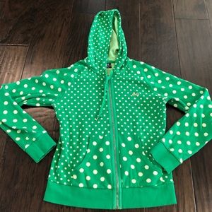 Le TIGRE XL Green Polka Dot Zipped Hoodie Jacket